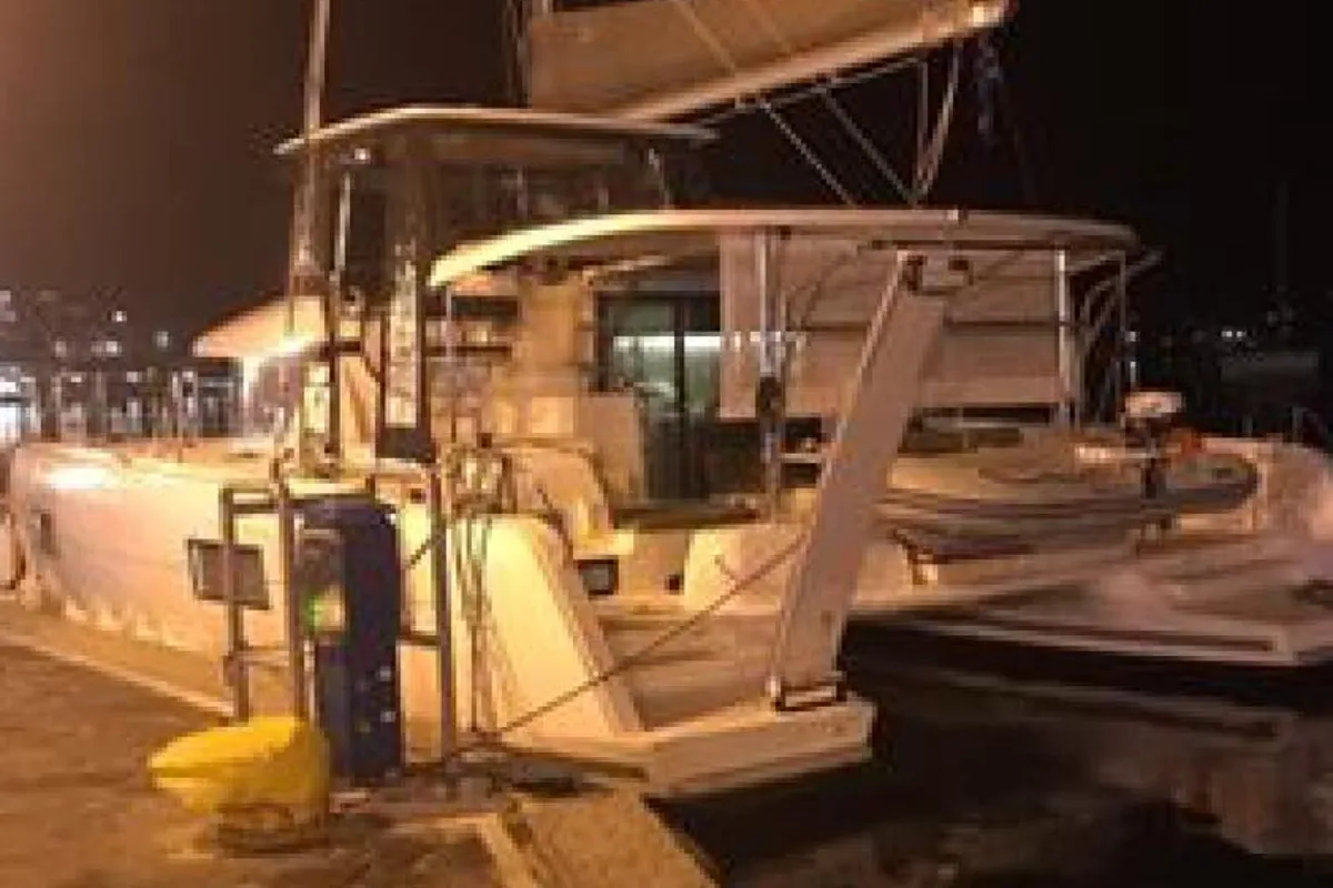 Exterior view of Nyami Nyami, a Lagoon 42 catamaran at Municipal Unit of Lefkada, Greece