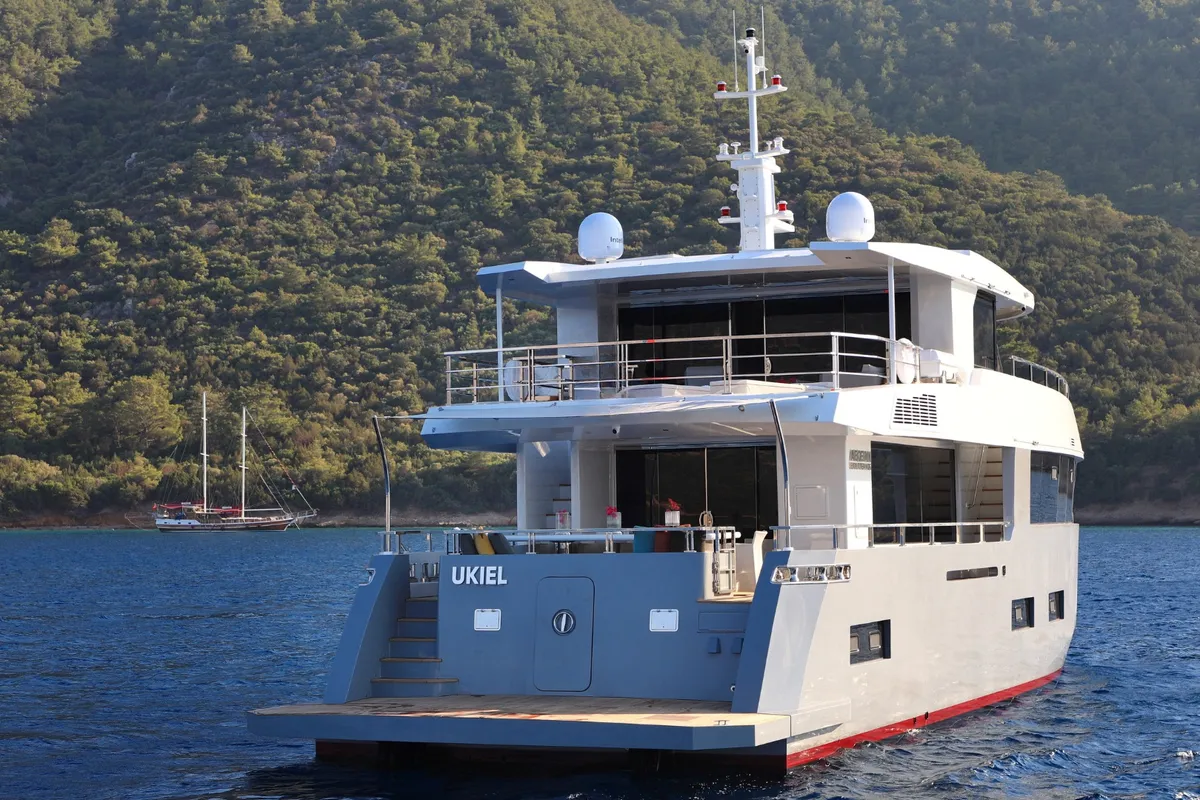 Ukiel, a Aegean Explorer M26 yacht at Olbia, Italy