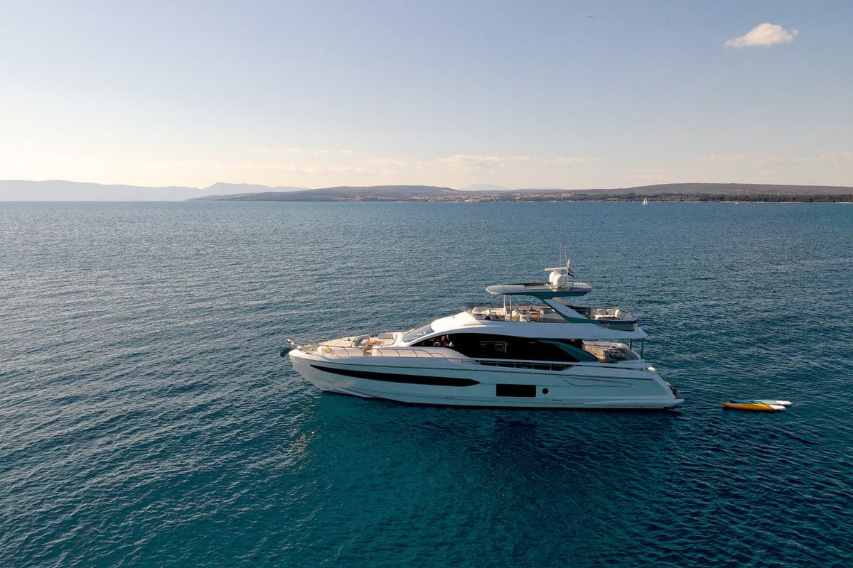 Exterior view of OMR Group, a Azimut 78 Fly yacht at Podstrana - Miljevac, Croatia
