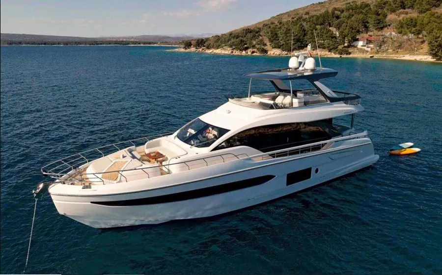 Exterior view of OMR Group, a Azimut 78 Fly yacht at Podstrana - Miljevac, Croatia