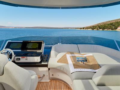 Cockpit of OMR Group, a Azimut 78 Fly yacht at Podstrana - Miljevac, Croatia