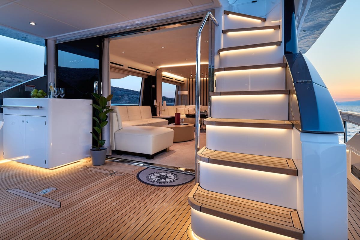 Salon of OMR Group, a Azimut 78 Fly yacht at Podstrana - Miljevac, Croatia