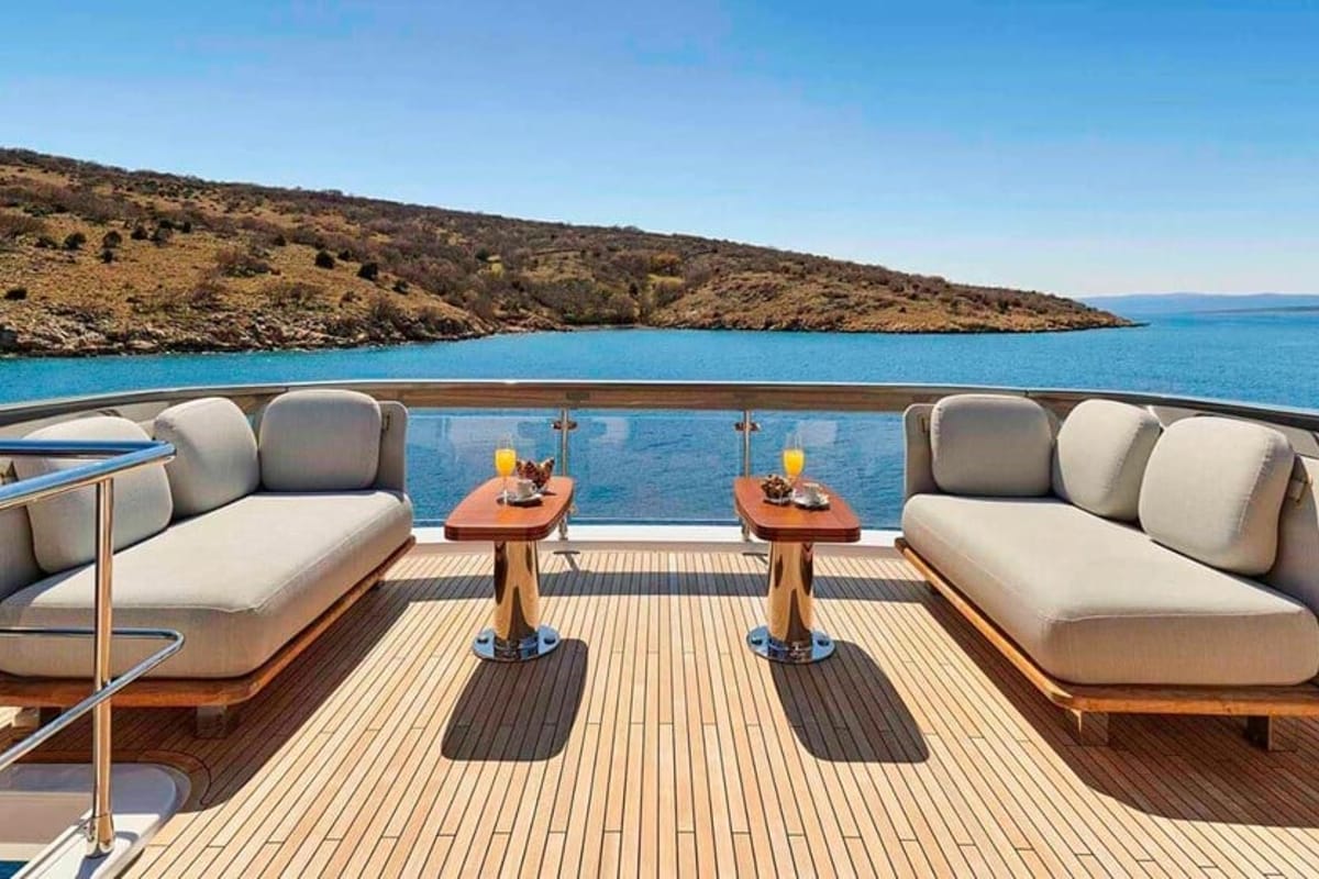 Deck of OMR Group, a Azimut 78 Fly yacht at Podstrana - Miljevac, Croatia