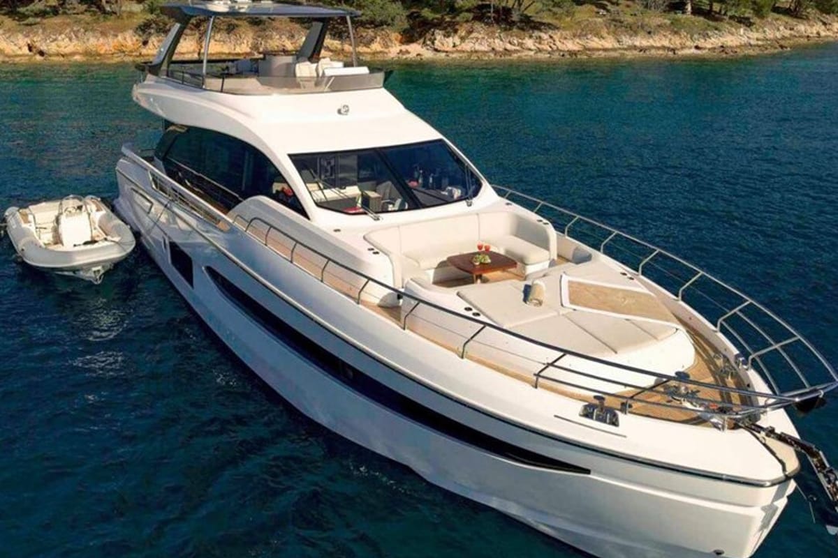 Exterior view of OMR Group, a Azimut 78 Fly yacht at Podstrana - Miljevac, Croatia