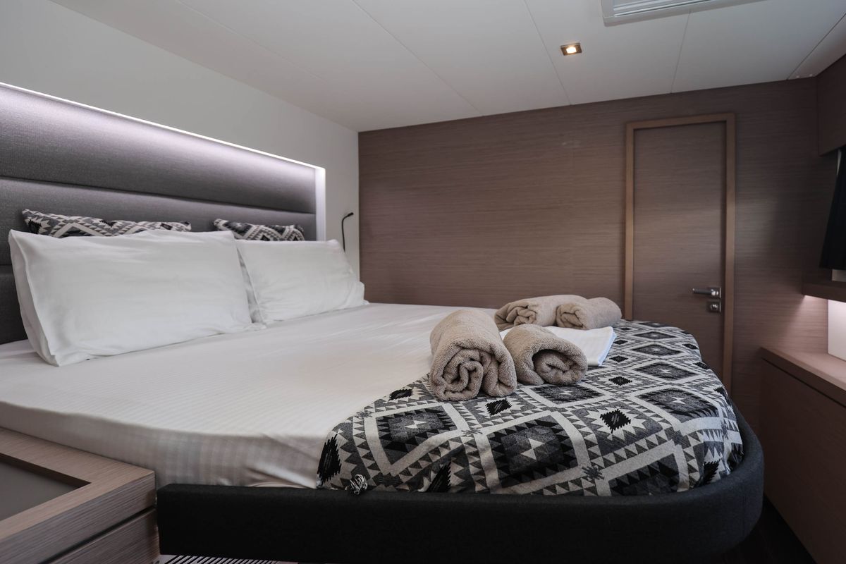 Cabin on AQUARELLA, a Fountaine Pajot Tanna 47 catamaran at Municipal Unit of Lefkada, Greece