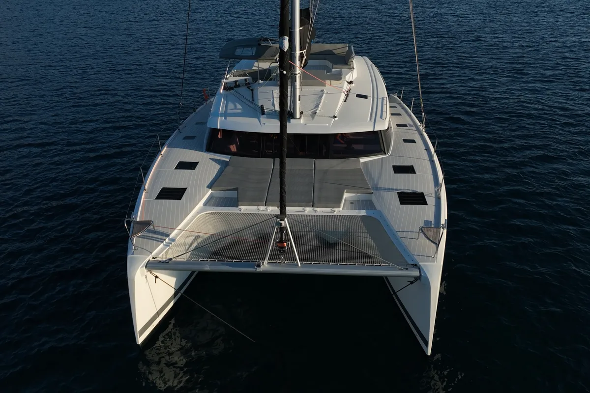 Exterior view of AQUARELLA, a Fountaine Pajot Tanna 47 catamaran at Municipal Unit of Lefkada, Greece