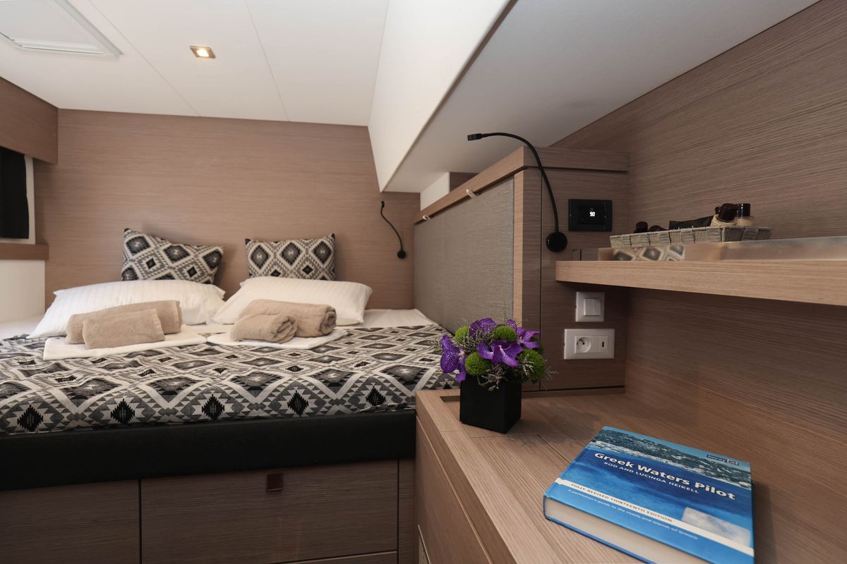 Cabin on AQUARELLA, a Fountaine Pajot Tanna 47 catamaran at Municipal Unit of Lefkada, Greece