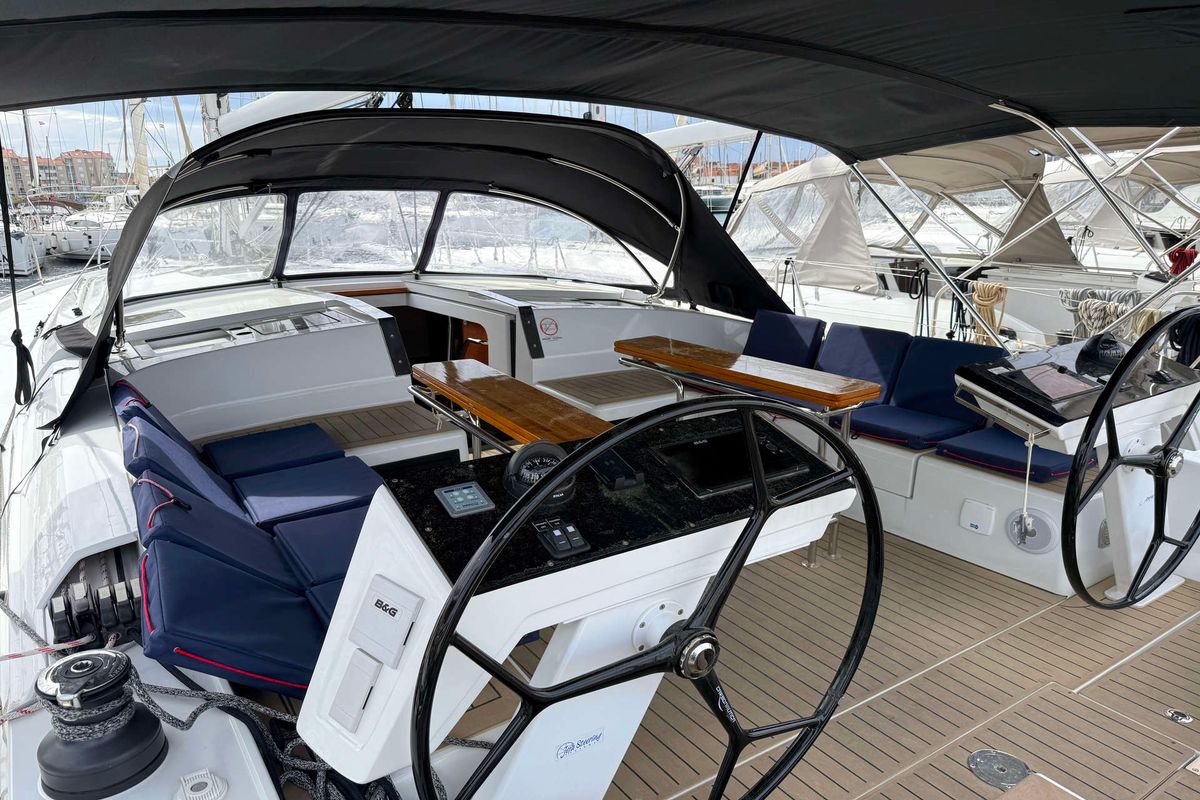 Cockpit of Venus, a Hanse Yachts Hanse 460 sailboat at Grad Biograd na Moru, Croatia