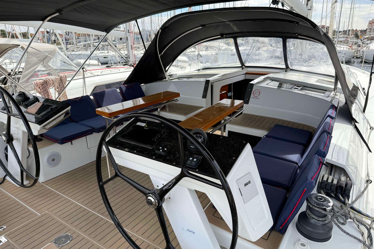 Cockpit of Venus, a Hanse Yachts Hanse 460 sailboat at Grad Biograd na Moru, Croatia