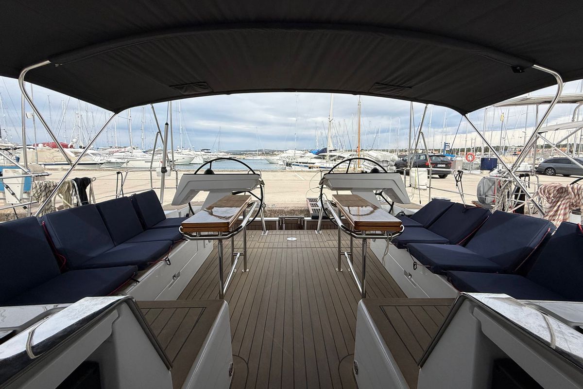Cockpit of Venus, a Hanse Yachts Hanse 460 sailboat at Grad Biograd na Moru, Croatia