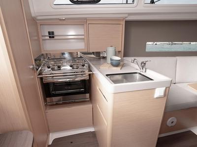 Galley of Giugi, a Beneteau Oceanis 30.1 sailboat at Tonnarella, Italy