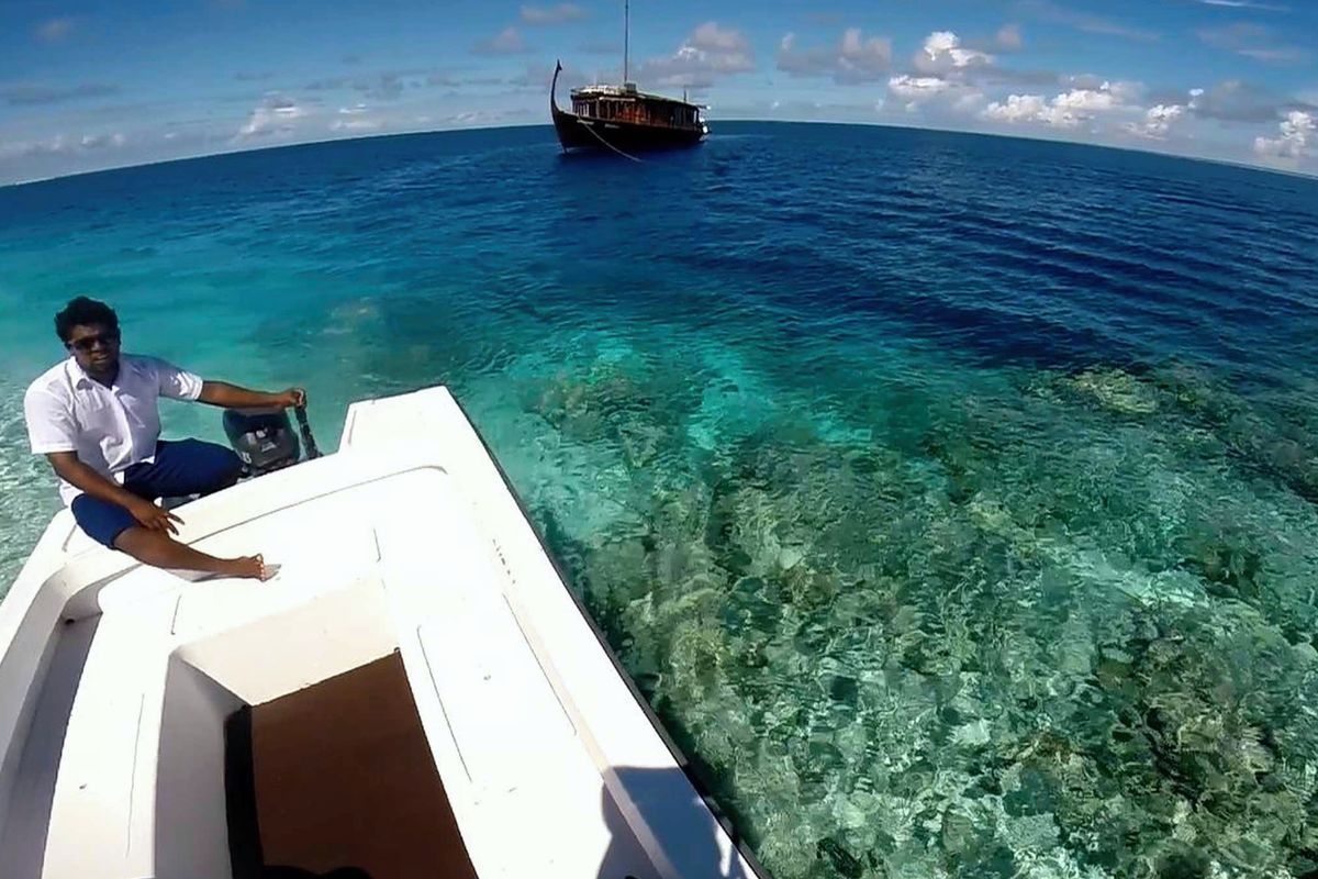 Exterior view of Stella 2, a Gulet Wooden motor yacht yacht at Malé, Maldives