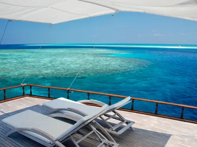 Deck of Stella 2, a Gulet Wooden motor yacht yacht at Malé, Maldives