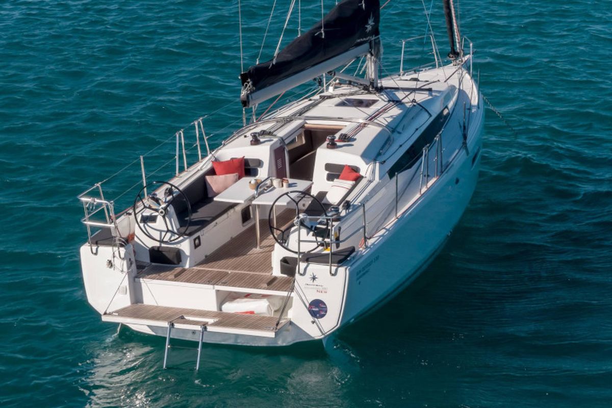 Exterior view of Maitai, a Jeanneau Sun Odyssey 380 sailboat at Nieuwpoort, Belgium