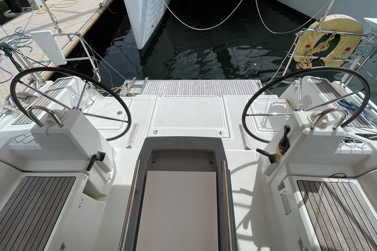 Cockpit of Simba, a Beneteau Oceanis 41.1 sailboat at Ibiza, Spain