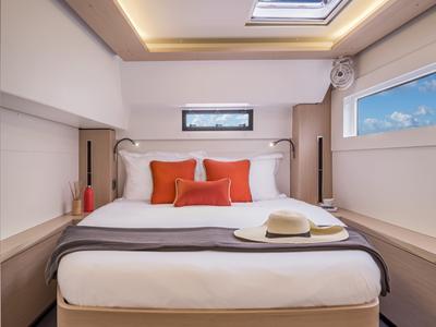 Cabin on Pantera, a Lagoon 46 catamaran at Olbia, Italy