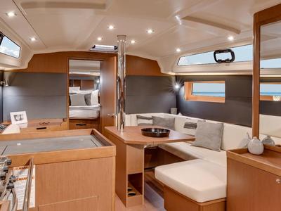 Salon of Dalmatinka, a Beneteau Oceanis 41.1 sailboat at Grad Biograd na Moru, Croatia