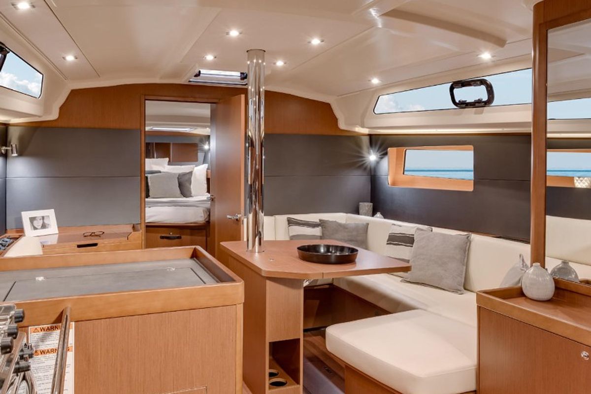 Salon of Dalmatinka, a Beneteau Oceanis 41.1 sailboat at Grad Biograd na Moru, Croatia