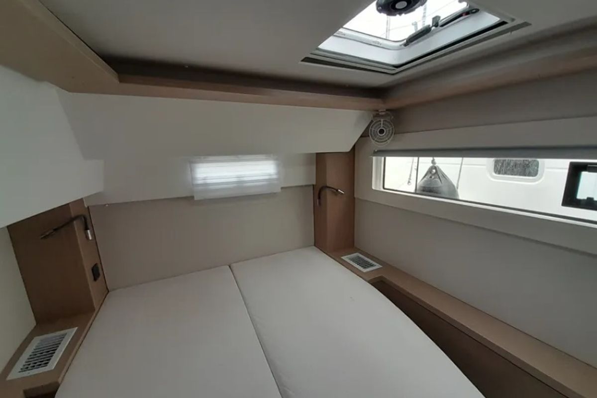 Cabin on Thalasea, a Lagoon 46 catamaran at Kontokali, Greece