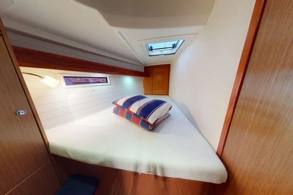 Head on Star Isabella , a Bavaria Cruiser 50 sailboat at Punat, Croatia