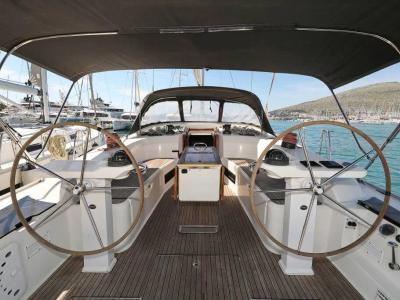 Cockpit of Star Isabella , a Bavaria Cruiser 50 sailboat at Punat, Croatia
