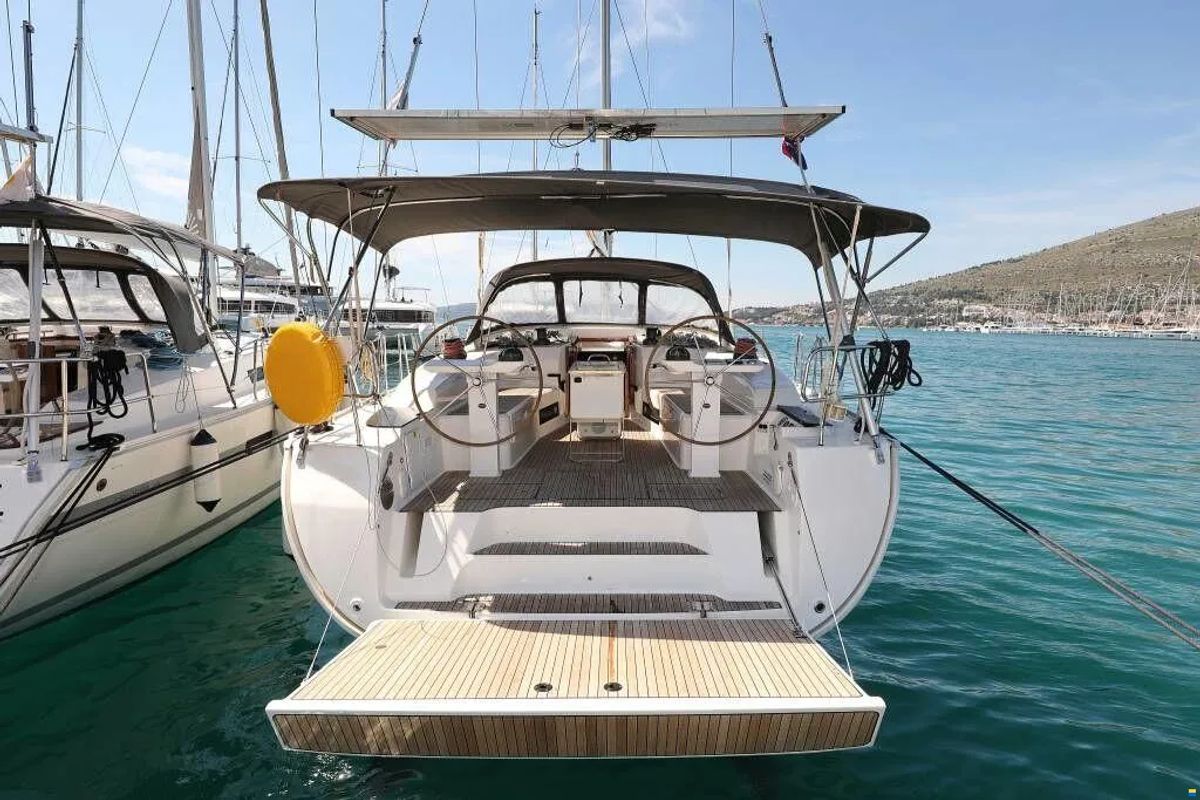 Exterior view of Star Isabella , a Bavaria Cruiser 50 sailboat at Punat, Croatia