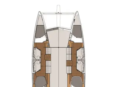 Floor plan of LUCE, a Fountaine Pajot Lucia 40 catamaran at Punat, Croatia