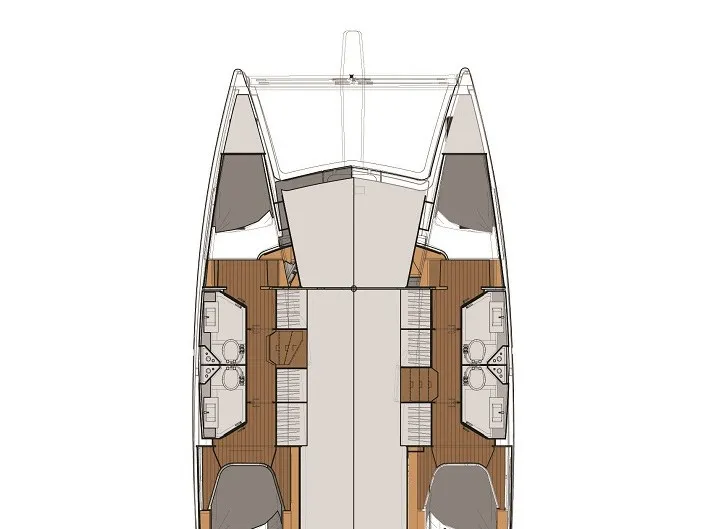 Floor plan of LUCE, a Fountaine Pajot Lucia 40 catamaran at Punat, Croatia