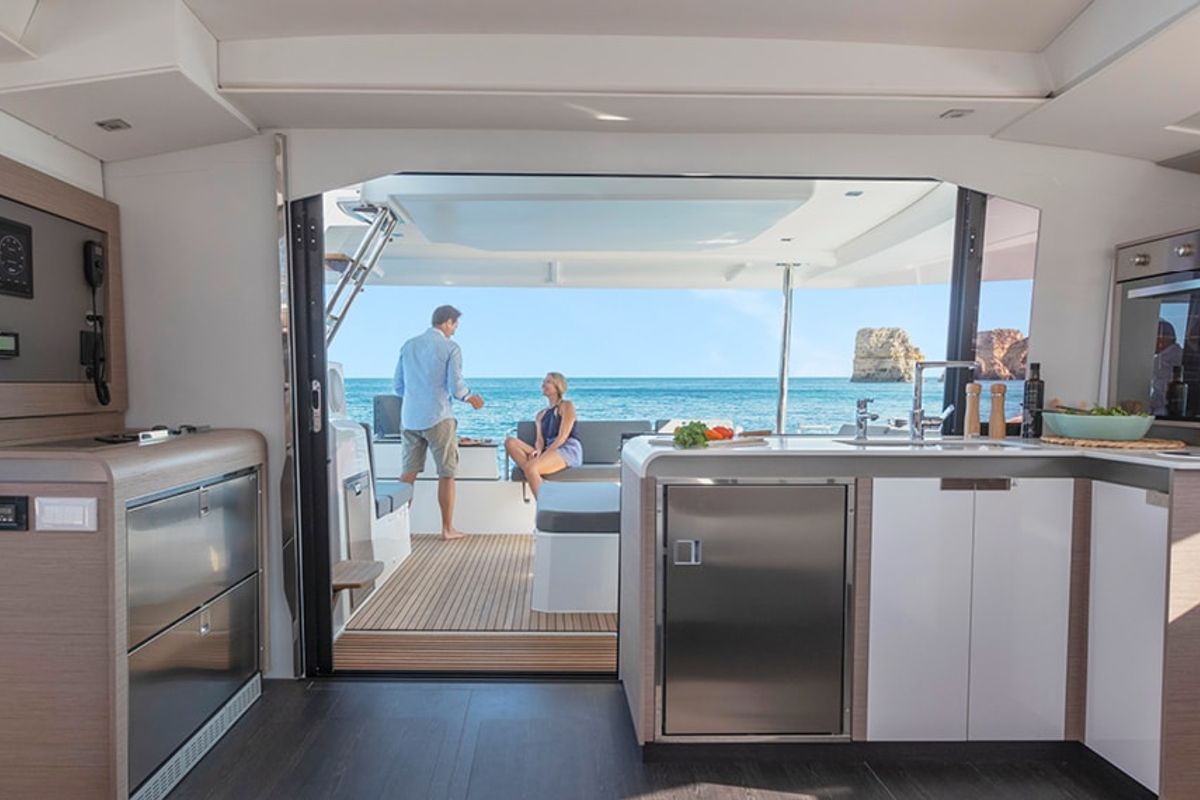 Galley of Arete, a Fountaine Pajot Elba 45 catamaran at Road Town, British Virgin Islands