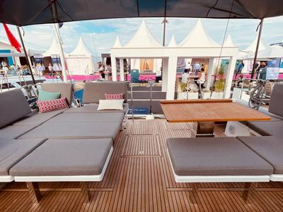 Deck of Marina, a Jeanneau 55 sailboat at Salerno, Italy