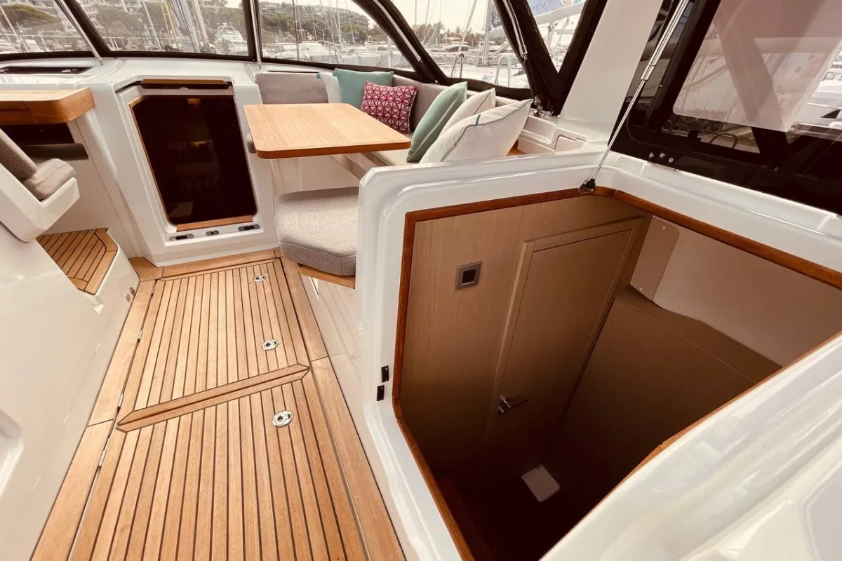 Cockpit of Marina, a Jeanneau 55 sailboat at Salerno, Italy