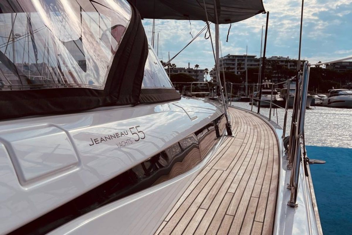 Exterior view of Marina, a Jeanneau 55 sailboat at Salerno, Italy