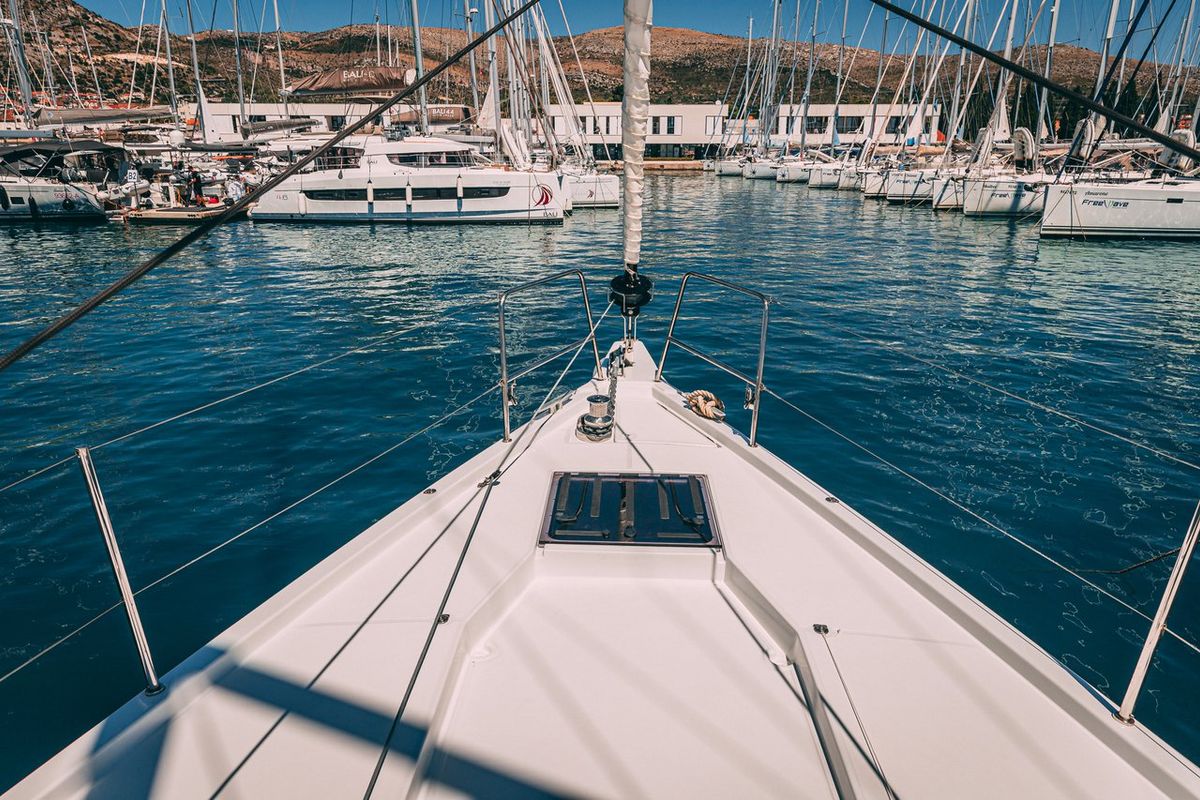 Exterior view of El Yelmo, a Jeanneau 54 sailboat at Seget Donji, Croatia