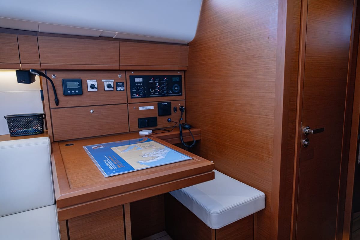 Salon of El Yelmo, a Jeanneau 54 sailboat at Seget Donji, Croatia