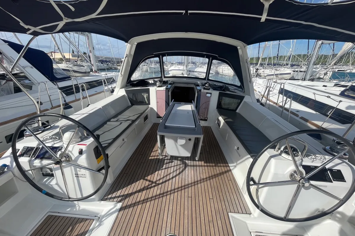 Cockpit of Vesna, a Beneteau Oceanis 45 sailboat at Općina Sukošan, Croatia
