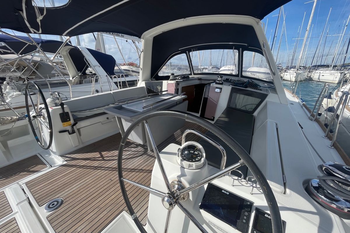 Cockpit of Vesna, a Beneteau Oceanis 45 sailboat at Općina Sukošan, Croatia