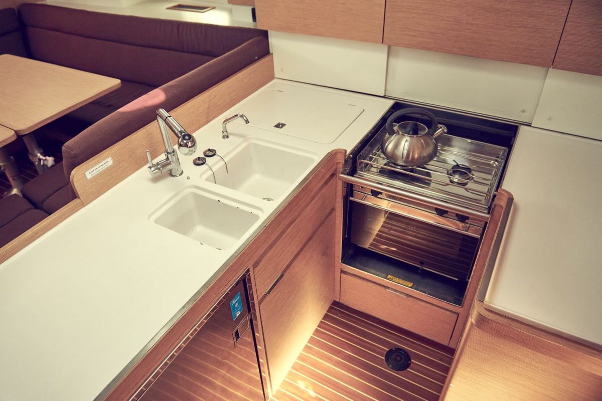 Galley of Friends, a Elan Impression 50 sailboat at Grad Pula, Croatia