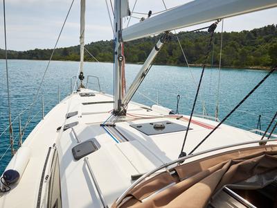 Deck of Friends, a Elan Impression 50 sailboat at Grad Pula, Croatia