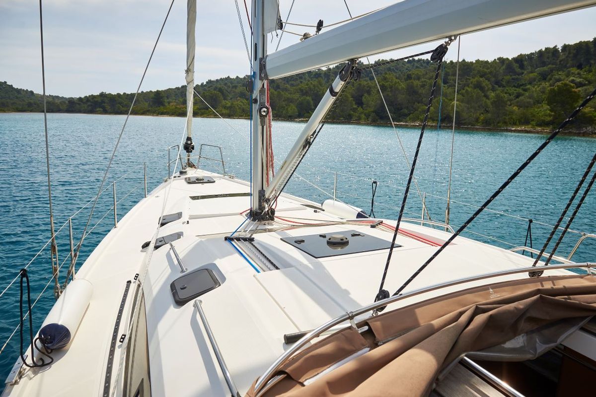 Deck of Friends, a Elan Impression 50 sailboat at Grad Pula, Croatia