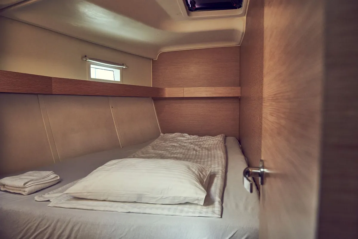 Cabin on Friends, a Elan Impression 50 sailboat at Grad Pula, Croatia