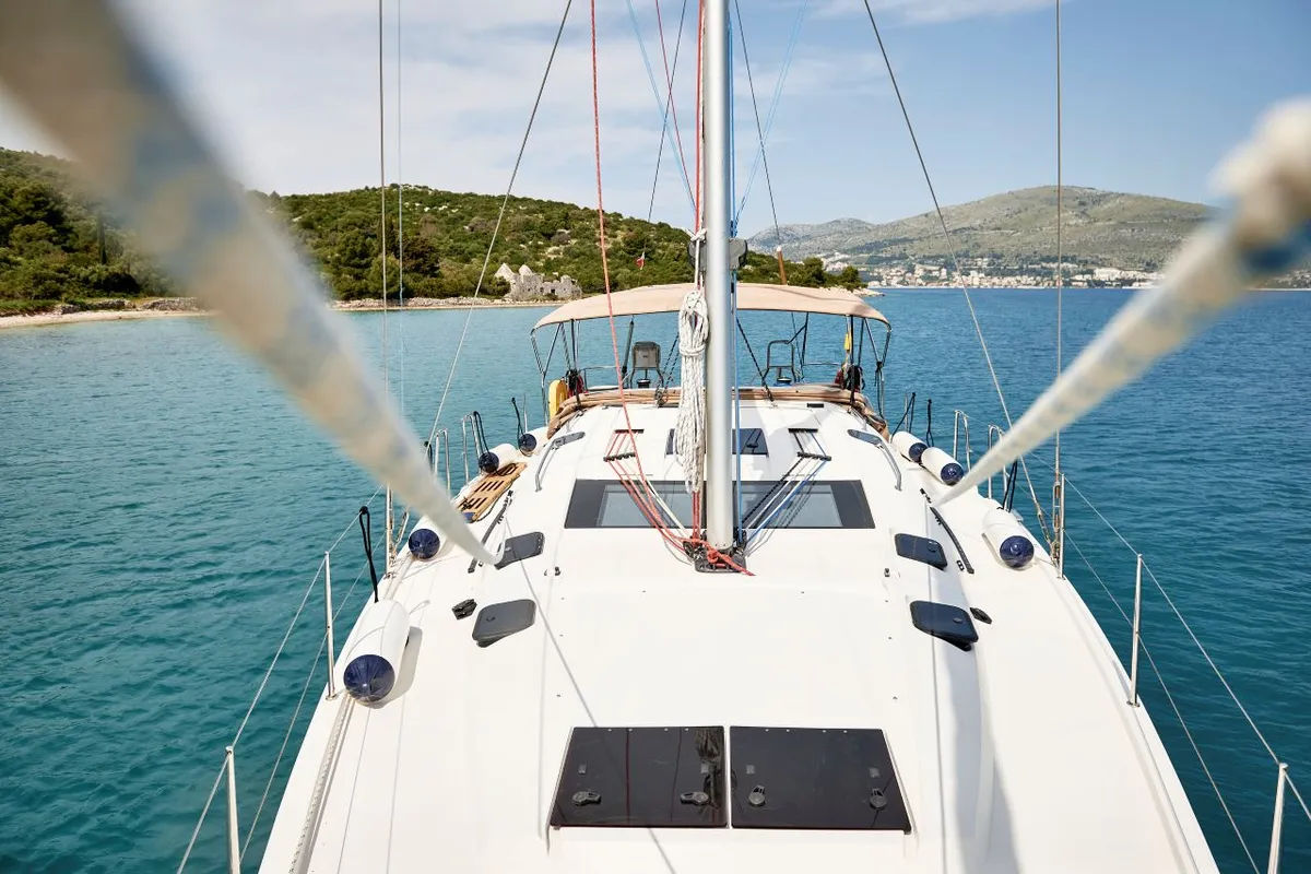 Deck of Friends, a Elan Impression 50 sailboat at Grad Pula, Croatia