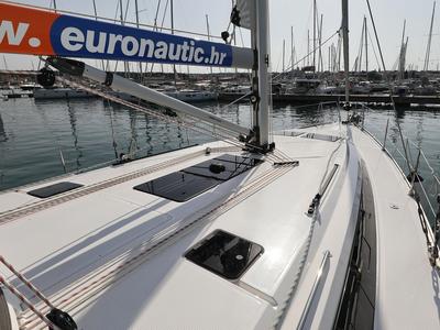 Deck of Summer Jazz, a Bavaria Cruiser 46 sailboat at Grad Biograd na Moru, Croatia