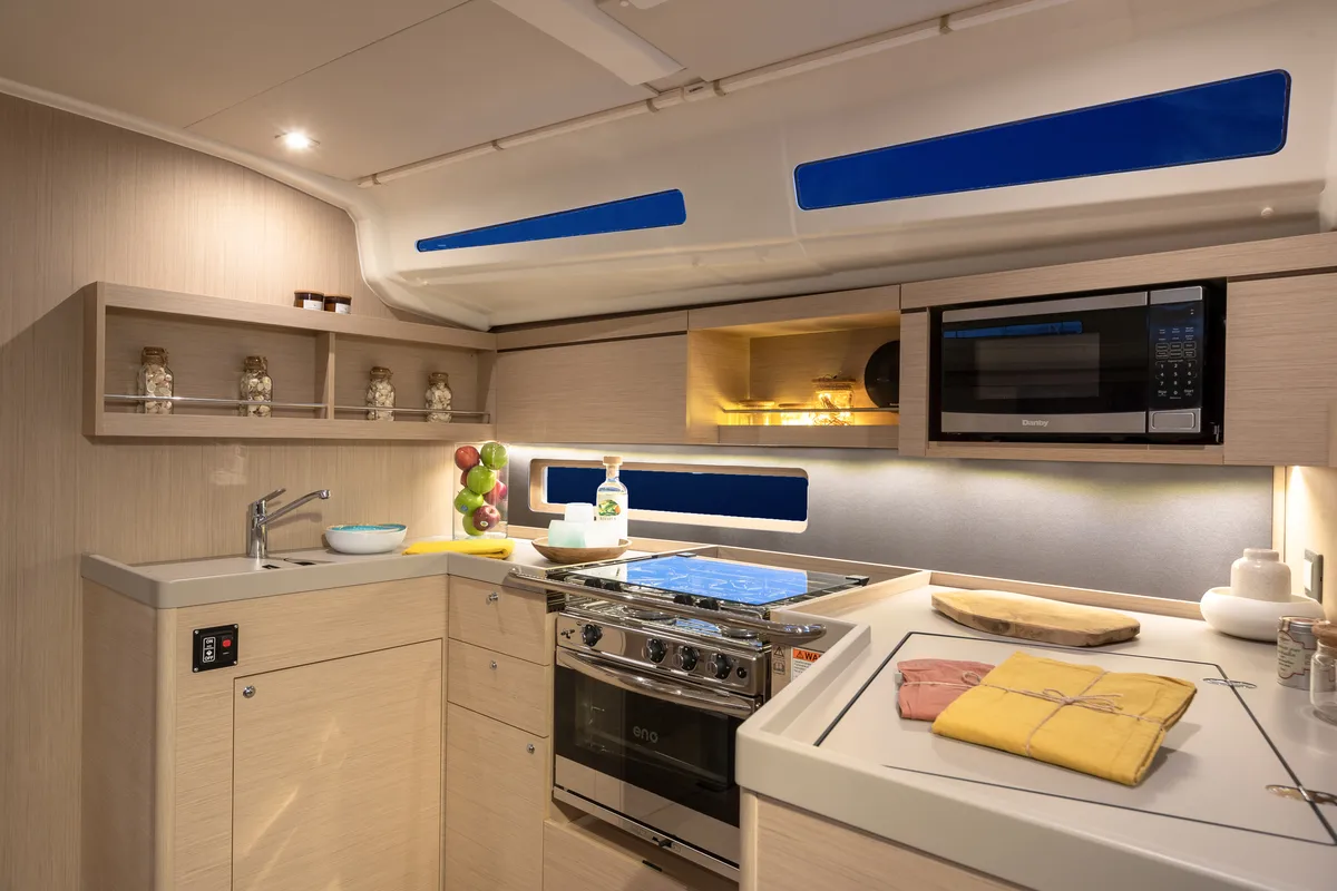 Galley of Bunny Girl, a Beneteau Oceanis 40.1 sailboat at Road Town, British Virgin Islands