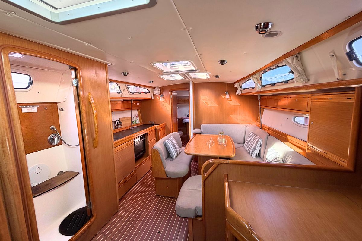 Salon of BUNNY GIRL, a Bavaria Cruiser 40 sailboat at Municipal Unit of Ellomenos, Greece