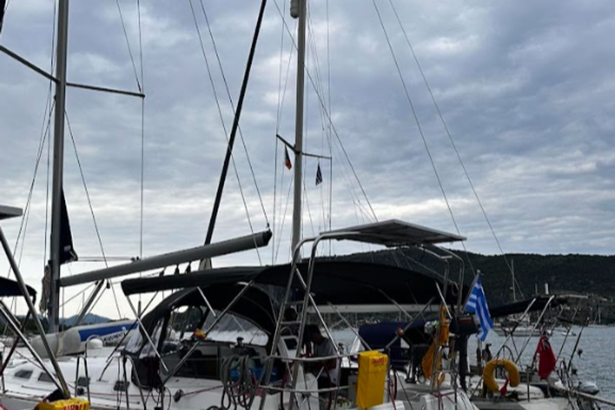 Exterior view of Chrysa M, a Beneteau Oceanis Clipper 473 sailboat at Municipal Unit of Lefkada, Greece