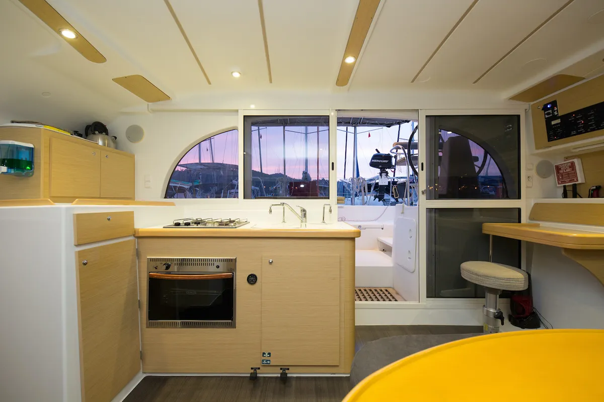 Galley of Suncity 1, a Lagoon 380 catamaran at Fethiye, Turkey