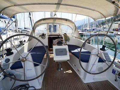 Cockpit of Kedi, a Bavaria Cruiser 37 sailboat at Fethiye, Turkey