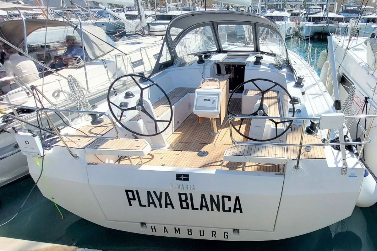 Cockpit of Playa Blanca, a Bavaria C42 sailboat at Palma de Mallorca, Spain