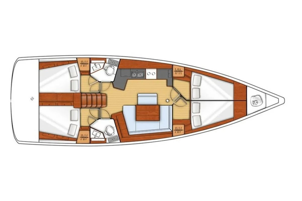 Floor plan of Stella, a Beneteau Oceanis 45 sailboat at Municipal Unit of Lefkada, Greece