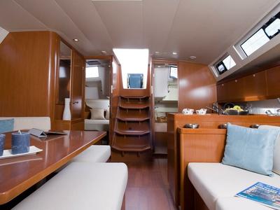 Salon of Stella, a Beneteau Oceanis 45 sailboat at Municipal Unit of Lefkada, Greece